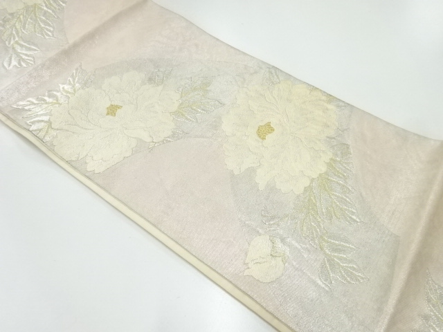 アンティーク　牡丹模様織出し袋帯（材料）